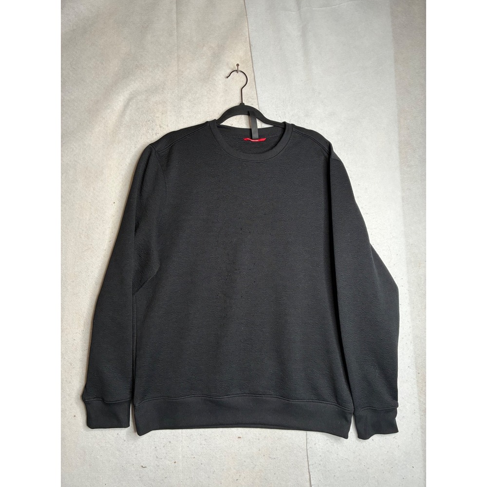 Gerry Mens Textured Crewneck Sweatshirt Black Performance Pullover Size L 19009